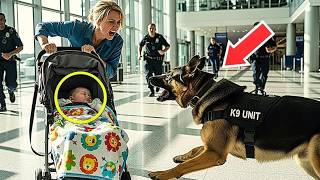 Polizeihund sprang am Flughafen in einen Kinderwagen – was herausfiel, ließ Beamte fliehen!