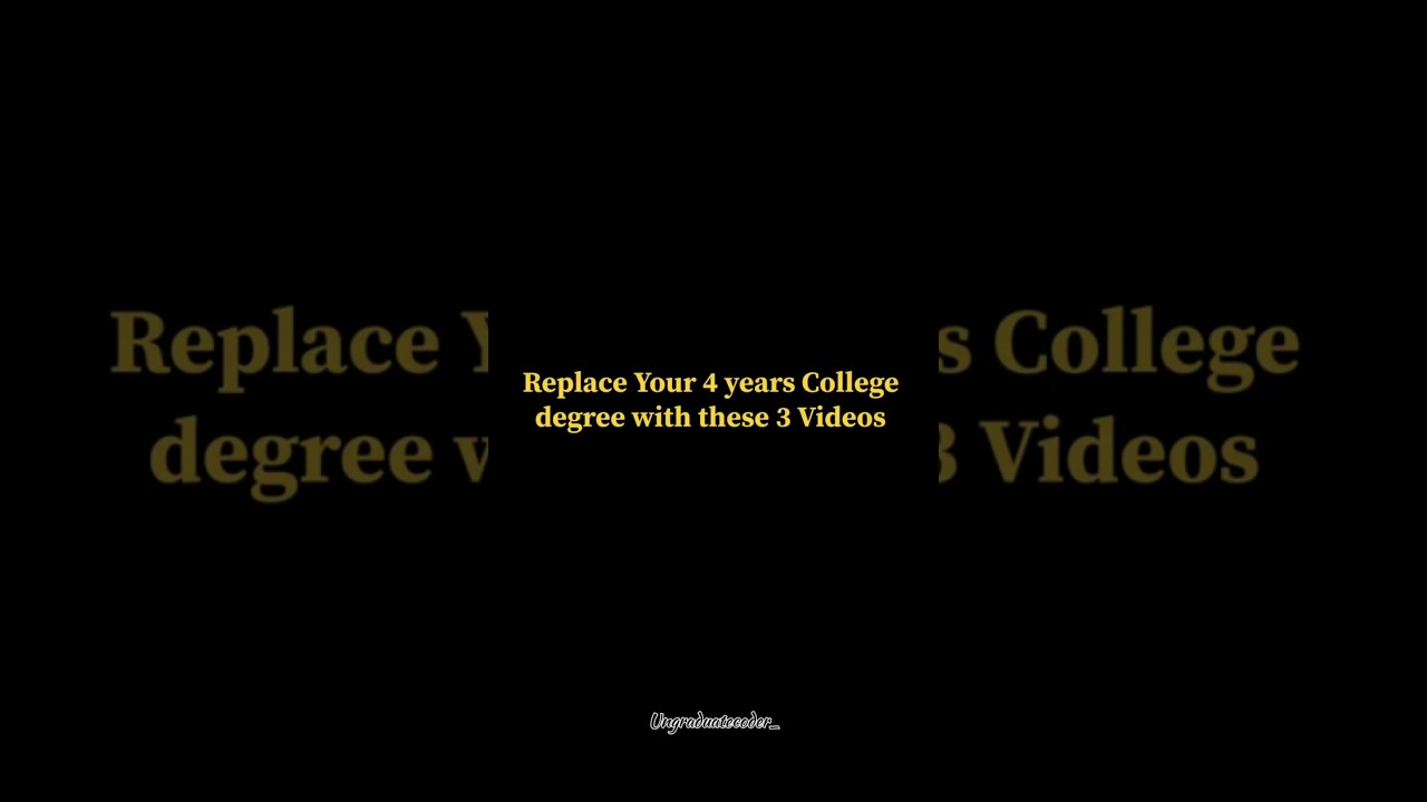 🎓💻 Replace your 4-Year Degree with JUST 3 Videos! 