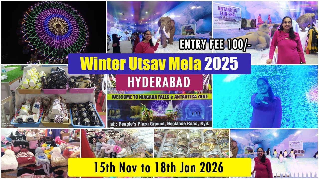 Hyderabad's Biggest Winter Mela near Necklace Road|| 60ft Niagara falls&Snow Theme