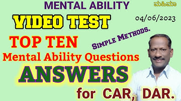 VIDEO TEST Top TEN Mental Ability Questions solved with simple method for PC PSI RSI MAHIMAA
