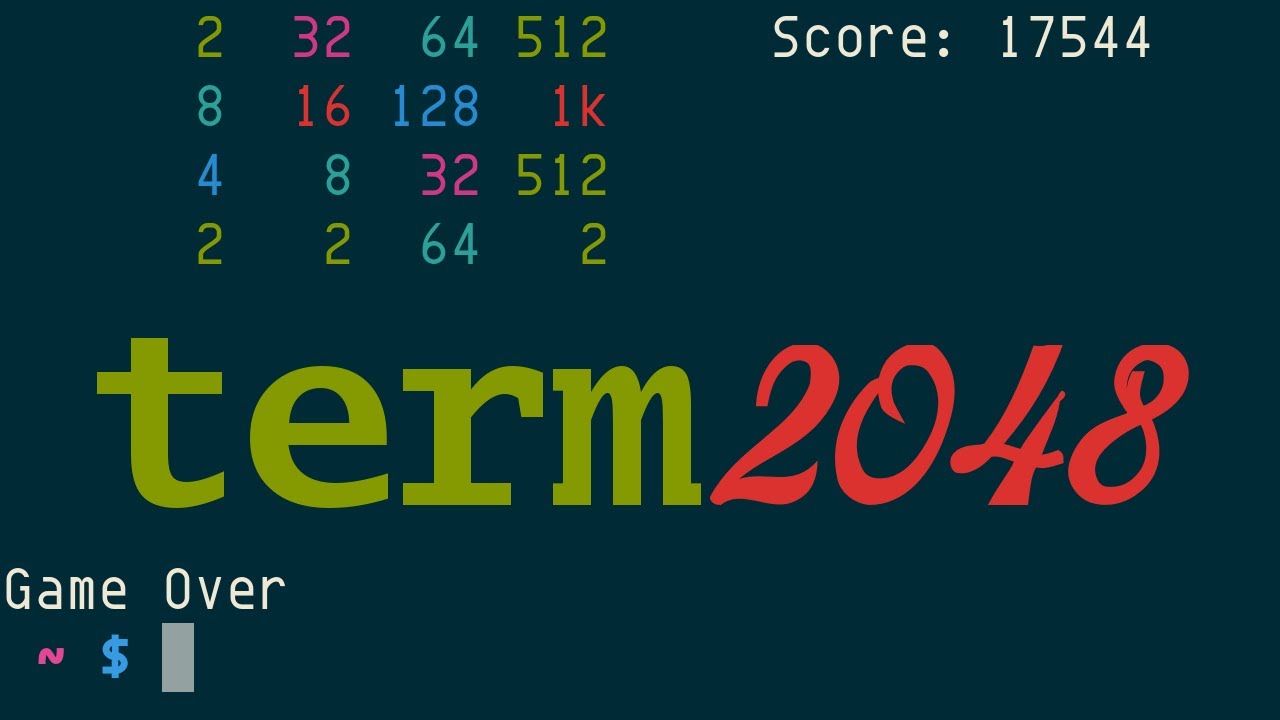term2048, 2048 game in terminal - YouTube