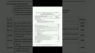Exam question paper | Object oriented programming language Java question paper | dbatu university