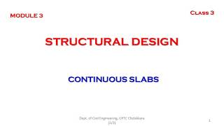 Structural Design Class 17 : 3/3 Design of Continuous Slab, Example problem