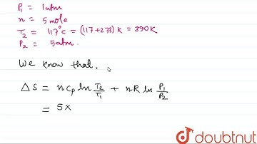 Calculate the entropy change accompanying the following change of state 5 mol of O_(2) (27^(@)C,...