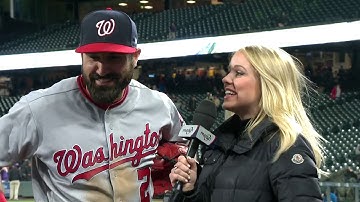 Alex Chappell talks with Adam Eaton at Coors Field