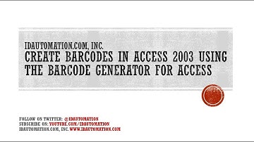 How to Create Barcodes In Microsoft Access 2003 using the Native  Generator for Access