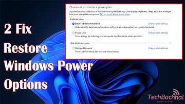 Restore Windows Power Options: "Only Balanced Power Plan Available" On Windows 11/10