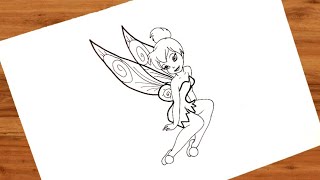 how to draw a kartoon tinkerbell | disney fairy | step by step