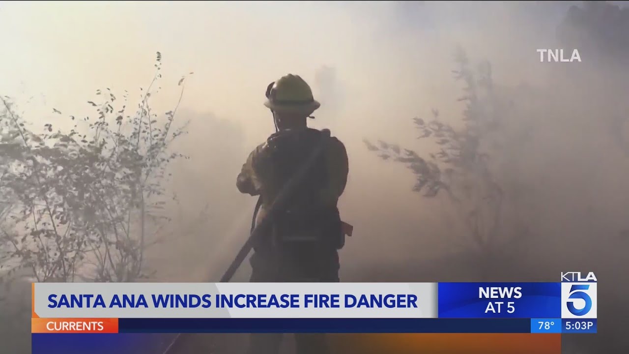 Santa Ana winds increase fire danger across SoCal - YouTube