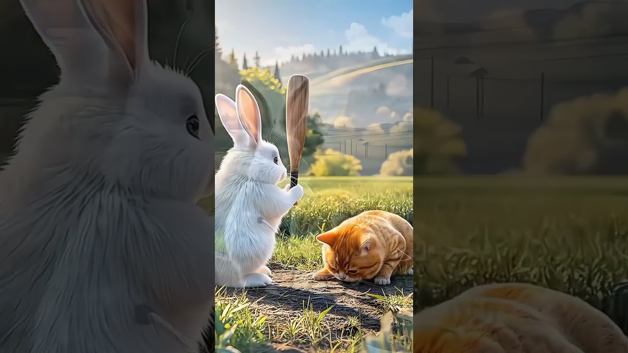 The rabbit is killing the cat. 