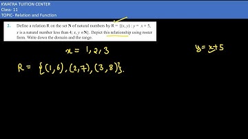 2. Define a relation R on the set N of natural numbers by R = {(x, y) : y =  x + 5, x is a natural