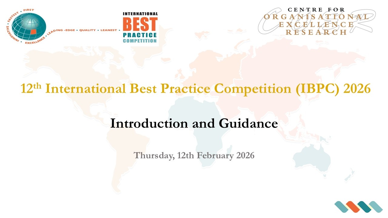 12th International Best Practice Competition (IBPC) 2026: Introduction and Guidance