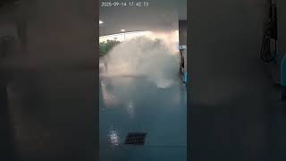 Loose ladder triggers bridge pileup #dashcam #viral #crash