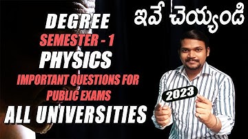 #degree #semester1 Semester- 1 Physics important questions for Public Exams | Mechanics,waves,oscill