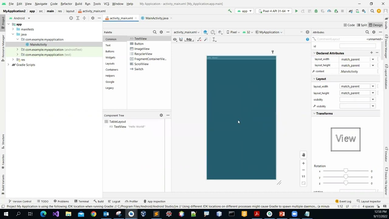 Android Studio: Convert a ConstraintLayout to a TableLayout - YouTube