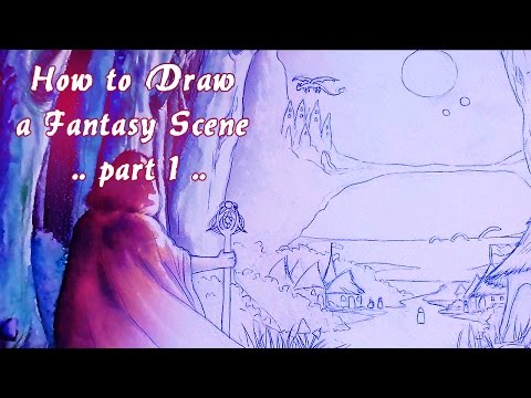 Part1 Tutorial How To Draw A Fantasy Manga Landscape Come Disegnare Un Paesaggio Fantastico Youtube