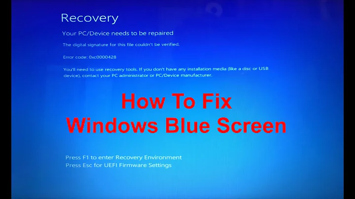 How To Fix Windows Blue Screen "Recovery - Your PC/Device needs to be repaired"
