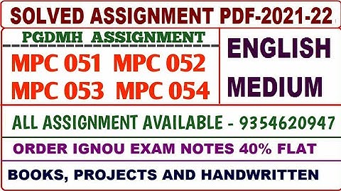 PGDMH Solved assignment 2021-22 /  PGDMH Solved assignment English / Mpc 51,52,53,54 Assignment
