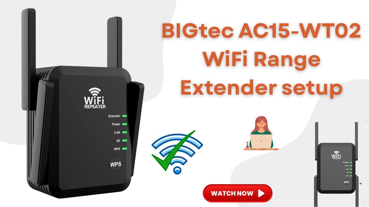 How to Setup BIGtec AC15-WT02 WiFi Range Extender | Easy Push Button ...