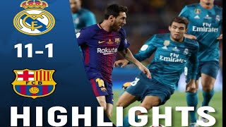 Real Madrid vs Barcelona: 11-1(Spanish super cup final 2017) highlights no mem