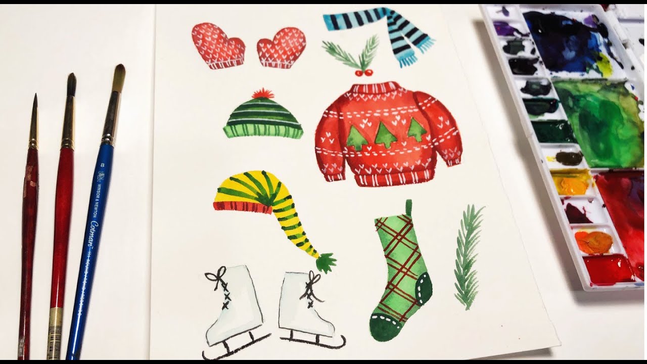Watercolor Painting for Beginners| Christmas Elements #1|Step by Step Tutorial #watercolorpainting Watercolor Painting for Beginners| Christmas Elements #1|Step by Step Tutorial #watercolorpainting