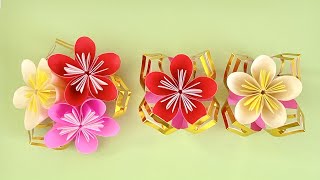 【折り紙】梅の花の飾り／【Origami】Plum blossom decoration