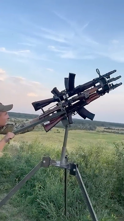 Six AK-74s Strapped Together As A Ukrainian Anti-Drone Gun In Action