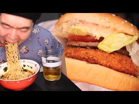 달달한게 훌륭한 라면발사대 옥수수버거 먹방입니다!!