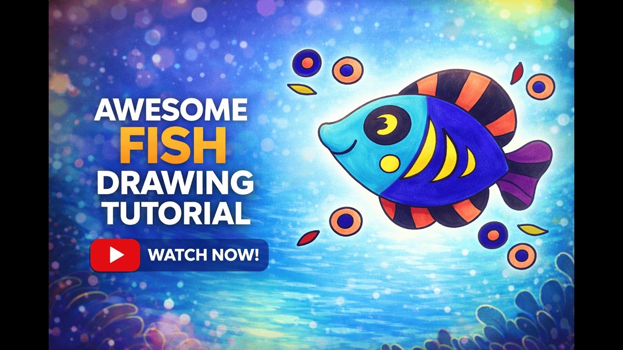 How to Draw a Cute Colorful Fish 🐟 | Easy Step-by-Step Drawing Tutorial