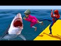 Scary Teacher 3d - Spiderman vs Miss&#39;T. Shark Sea Battle Episode - Game Animation