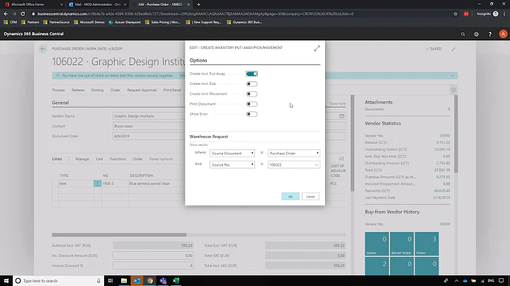 Business Central - Purchasing & Receiving - Quickstart for Supply Chain