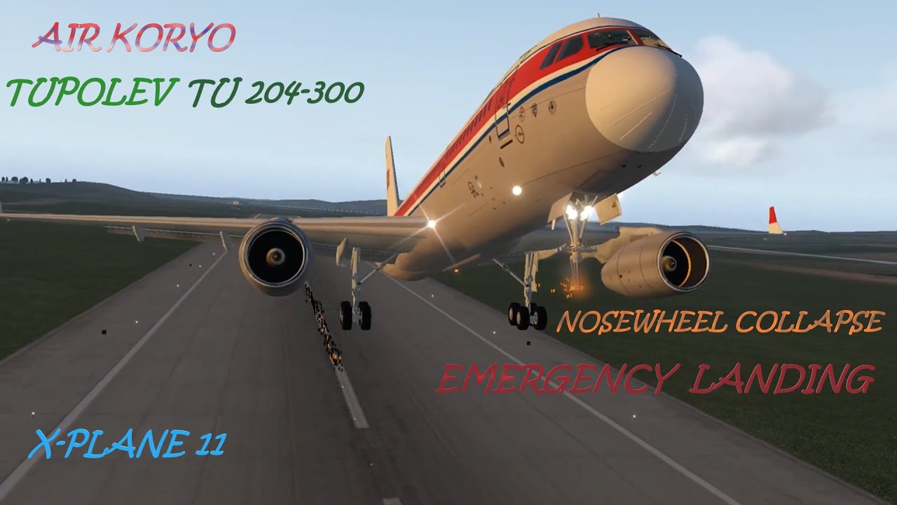 Air Koryo Tupolev Tu-204-300 Nosewheel Emergency! - Emergency