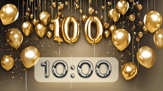 10 Minute Countdown Timer - No Music No Alarm - Gold 100th Day Party - 100th Day of School Timer