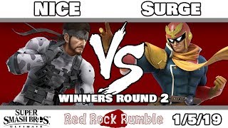 Red Rock Rumble #5 - BGC | Surge (C. Falcon) VS. WoS | Nice (Snake, Pichu) - WR2 - Smash Ultimate