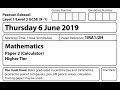 Edexcel GCSE Higher June 2019 paper 2 calculator exam walkthrough