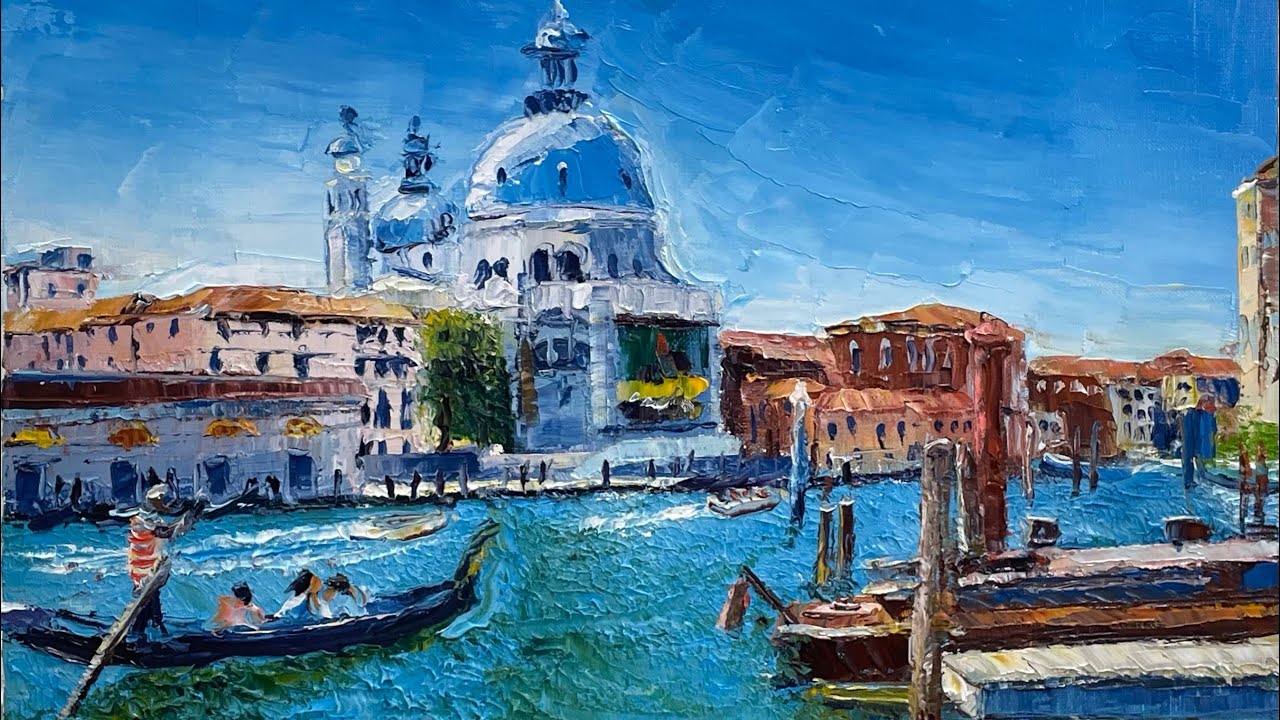 油絵 風景】美しい✨ヴェネツィアの景色🛶🇮🇹をペインティングナイフ