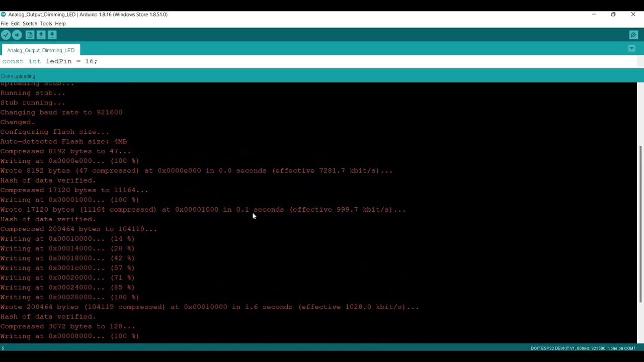 LAB No 2  ESP32 PWM   Analog Output Dimming a LED