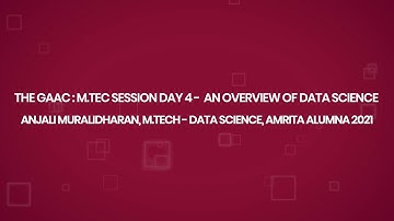 The GAAC:  M.Tech Session Day 4 - An Overview of Data Science by Anjali Muralidharan