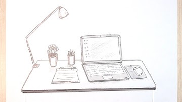 Drawing a Laptop on the Study table💻