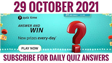 Amazon Quiz Answers Today | Win 25000 Amazon Pay Balance | 29 October 2021