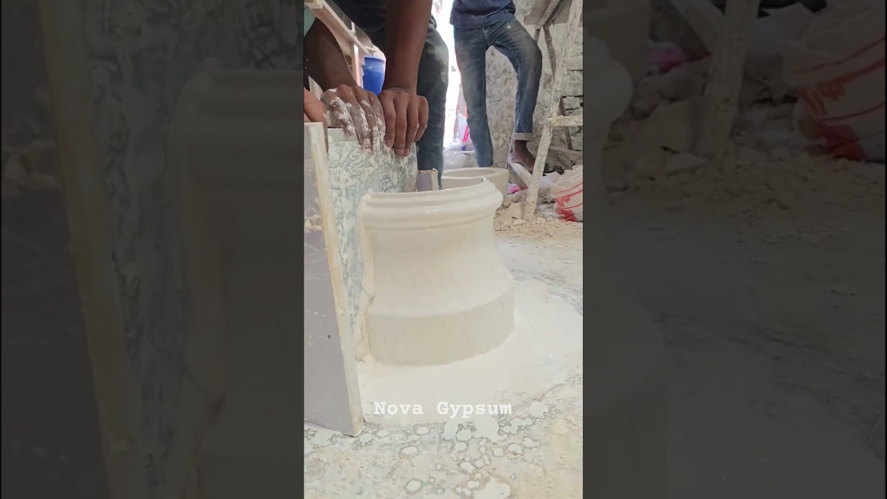 How to make gypsum round pillar design 