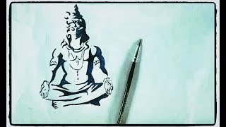 shiva lord drawing easy draw simple step painting tutorial getdrawings