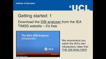 Welcome to the TIMSS Data Analysis videos from UCL Institute of Education