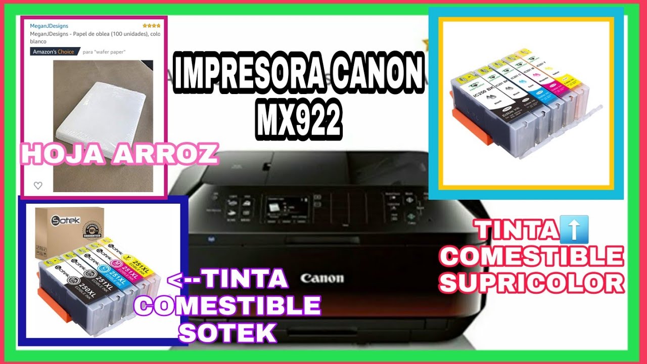 Impresora CANON MX922 CON tinta comestible Compra - YouTube