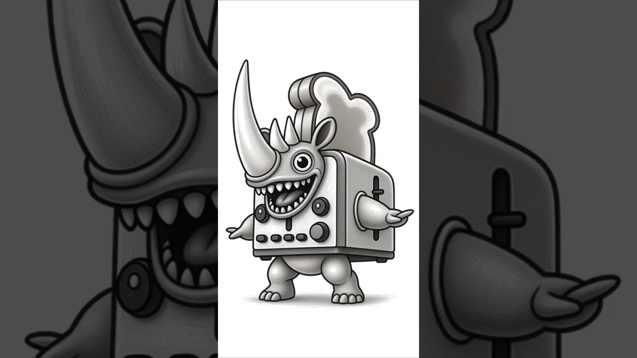 Drawing Rhino Toasterino from Italian Brainrot Animals 