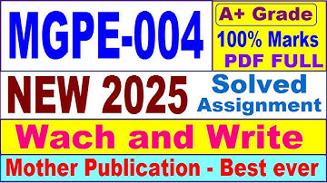 MGGE 004 solved assignment 2025 in English || mgge 004 solved assignment 2025 || ignou mgge004