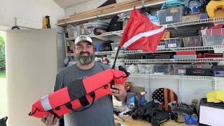 Pluzluce Diving Surface Marker Buoy with 2 Dive Flags, Inflatable Spearfishing Float | High-Visibili