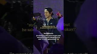 Jin Wanted To Come Down But Staff Warned Him That Its Dangerous? He Said Its Okay Gwenchana