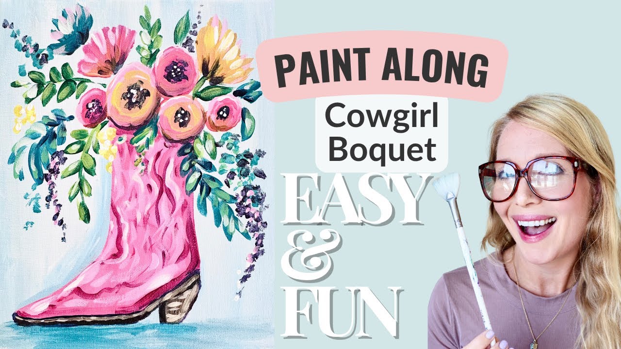 👢🌸 Букет «Сапожки-ковбои» | Простая и увлекательная картина акриловыми красками для начинающих 🎨💖