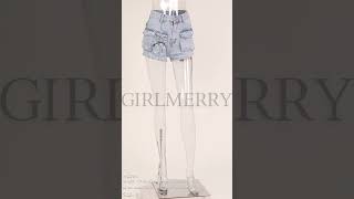 GIRLMERRY Sexy non-stretch washed denim 4 colors high-waist shorts size run small Wholesale FA005936